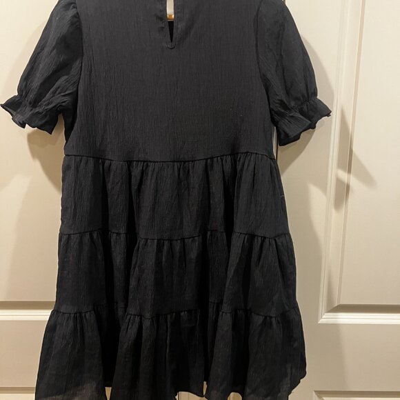 Small Lulus Favorite Day Black Puff Sleeve Tiered Mini Dress - Picture 4 of 11